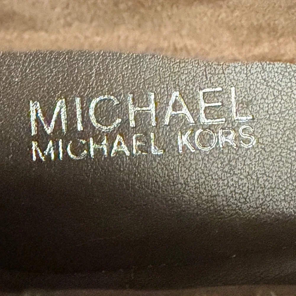 Michael Kors‎ Ballet Flats Womens 8 Brown Suede Faux Fur Pom-Pom Round Toe Flat